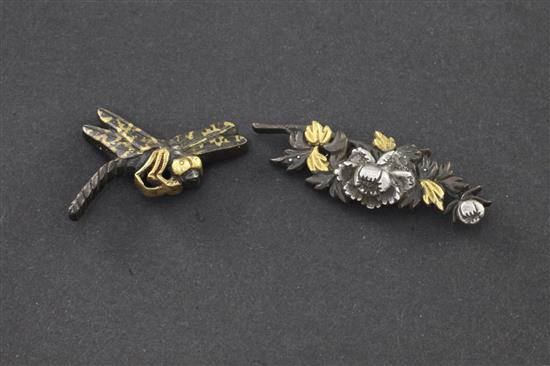 Two Japanese mixed metal mounts, 19th century, 3.6cm - 4.5cm